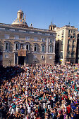 Festa de la Merce Barcelona, Castellers, human tower, Placa St. Jaume, Festa de la Merce, Barcelona, Catalonia, Spain