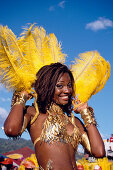 Frau in Karnivalskostüm, Mardi Gras, Karnival, Port of Spain, Trinidad und Tobago, Karibik