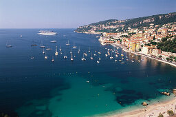 Beach and Coastline, Villefranche-sur-Mer, Cote d´Azur, Alpes Maritimes, Provence, France