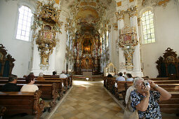 Visitors in Wieskirche, Steingaden, Bavaria, Germany