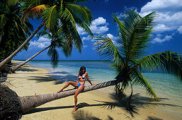 Strand, Palmen, Junge Frau, Karibik