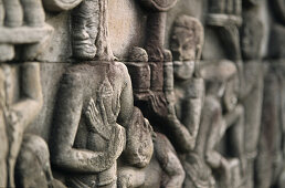 stone reliefs, Temple Bayon Angkor Thom, Cambodia