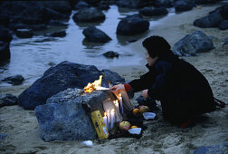 Shamanist rituals on lunar new year, Haeundae, Busan South Korea, Asia