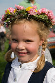 Girl with Flower Headdress, Hilders Simmershausen, Rhoen, Hesse, Germany