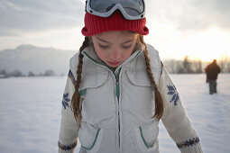 Girl 5-6 Years, standing in winter scenery
