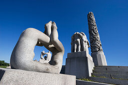 Monolith Plateau, Granit- Skulpturen im Vigeland Park, Frogner Park, Oslo, Norwegen