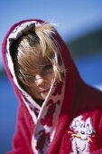 Little girl in bathrobe