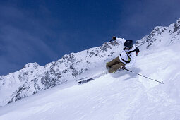 Young man skiing, Kuehtai, Tyrol, Austria