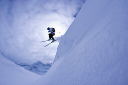 Young man skiing, Kuehtai, Tyrol, Austria