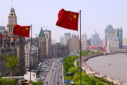 Huangpu River and flag, Shanghai's Prachtbauten, landmark