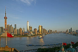 Skyline Pudong, Huangpu River, Pearl Orient Tower, TV Tower, Jinmao, flag