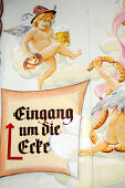 Painting and sign on the Oktoberfest, Munich, Bavaria, Germany