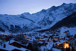 View to winterly Saas-Fee, Valais, Switzerland