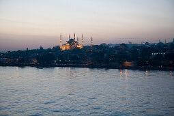 Sultan Ahmet Camii Blue Mosque at Dusk, View from MS Europa, Istanbul, Turkey
