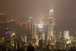 Hong Kong Skyline bei Nacht, Blick von Victoria Park, Hong Kong