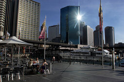 Circular Quay, Kai, Skyline des Geschäftsviertels, Central business district, CBD, Panorama, Hafen, Hauptstadt des Bundesstaates New South Wales, Sydney, Australien