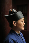 Profil einer chinesischen Nonne, Nonnenkloster Huanting, Heng Shan Süd, Provinz Hunan, China, Asien
