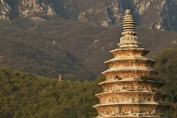 Songyue Temple Pagoda near Shaolin Monastery, is the oldest pagoda in China, rare with twelve sides, Taoist Buddhist mountain, Song Shan, Henan province, China, Asia