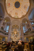 Kuppel, Altar, Frauenkirche, Innen, Dresden, Sachsen, Deutschland