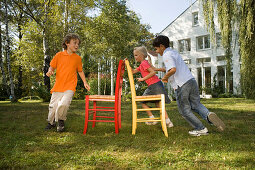 Children playing Musical Chairs, children's birthday party