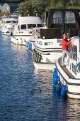 Hausboote am Belturbet Harbour auf River Erne, Belturbet, County Cavan, Ireland