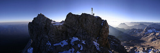 Panoramic view over the Zugspitze and Reintal, Bavaria, Germany