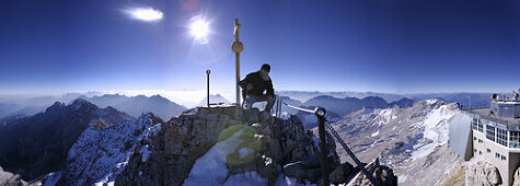 Panoramic view over the summit of the Zugspitze, Bavaria, Germany