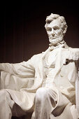 Close up of the statue of President Abraham Lincoln, Lincoln Memorial, Washington DC, America, USA