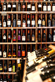 Wine bottles in De Vinos Wine Shop, Washington DC, United States, USA