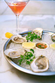 Close up of oysters, Johnnys HalfShell Restaurant, Washington DC, United States, USA