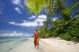 Woman at the beach, Fafa Island Resort, Tonga, South Seas