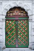 Entrance door of the house of the Black-Headed Brotherhood. The Schwarzhaeupter were a brotherhood of merchants., Tallinn, Estonia