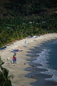 Sandy beach with palm trees, Playa la ropa, Zihuatanejo, Guerrero, Mexico, America