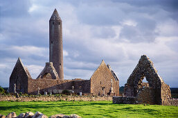 Monastery ruins of Kilmacduagh, Gort, County Galway, Republic of Ireland