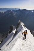 Michael Rechberger ascending via the Ortler North Face, Ortler, 3905m, South Tyrol, Italy