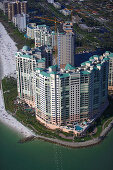 Aerial of a condominium building on Marco Island, Florida, USA