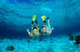 Two snorkeling girls, Indian Ocean, Maldives