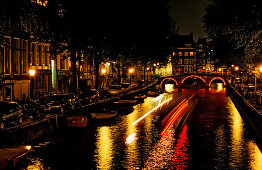 Keizersgracht bei Nacht, Niederlande, Holland, Amsterdam