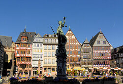 View of the Town Hall square, Roemerzeile in Frankfurt, Hesse, Germany