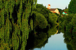 View over river Werra to Breitungen, Thuringia, Germany