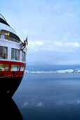 Hurtigrute ship MS Finnmarken at harbour of Kirkeness, North Norway, Norway