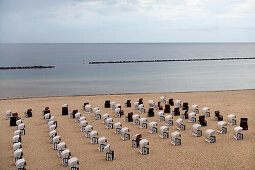Beach chairs at beach, Sellin, Rugen island, Mecklenburg-Western Pomerania, Germany