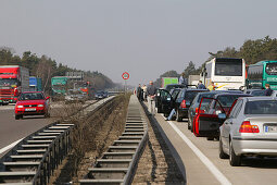 traffic at a standstill on the German Autobahn, standstill