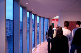 Visitors inside the Museum for Modern Art, MMK, Modern Architecture, Frankfurt, Hesse, Germany