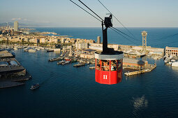 Maremagnum shopping center, Transbordador Aeri, Barceloneta, Port Vell, harbour, Barcelona, Spanien