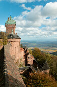 Castle Hochkoenigsburg with view on Rhinevalley, near Schlettstadt, Elsass, France