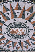 Padrao dos Descobrimentos, Memorial of Discoveries, mosaic decoration showing a world map and a wind rose, Belem, Lisbon, Portugal