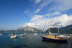 sailing boats on lake Attersee, Salzkammergut, Salzburg, Austria