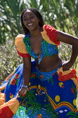 Woman in Traditional Sega Dance Costume, Mövenpick Resort and Spa Mauritius, Bel Ombre, Savanne District, Mauritius