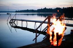 Campfire at Lake Woerthsee, Bavaria, Germany